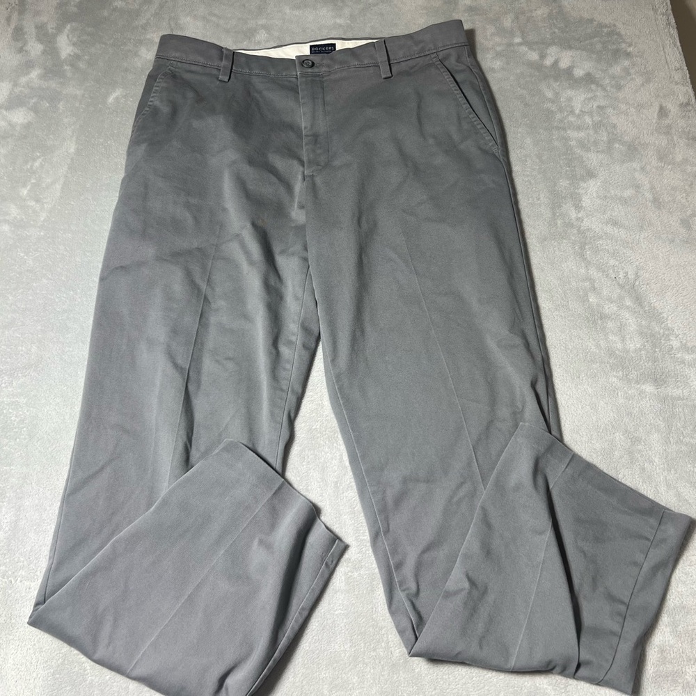 Dockers Classic Fit Pants Gray Mens Size 34x34